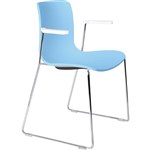 DAL ACTI CHAIR SLED BASE ARMS WHITE ARMPADS AND CHROME FRAME PALE BLUE POLYPROP SHELL