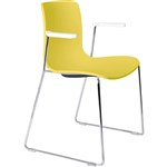 DAL ACTI CHAIR SLED BASE ARMS WHITE ARMPADS AND CHROME FRAME YELLOW POLYPROP SHELL