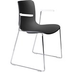 DAL ACTI CHAIR SLED BASE ARMS WHITE ARMPADS AND CHROME FRAME BLACK POLYPROP SHELL