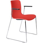 DAL ACTI CHAIR SLED BASE ARMS BLACK ARMPADS AND CHROME FRAME RED POLYPROP SHELL