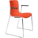 DAL ACTI CHAIR SLED BASE ARMS BLACK ARMPADS AND CHROME FRAME ORANGE POLYPROP SHELL