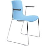 DAL ACTI CHAIR SLED BASE ARMS BLACK ARMPADS AND CHROME FRAME PALE BLUE POLYPROP SHELL