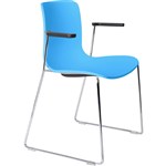 DAL ACTI CHAIR SLED BASE ARMS BLACK ARMPADS AND CHROME FRAME OCEAN BLUE POLYPROP SHELL