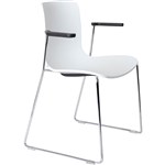 DAL ACTI CHAIR SLED BASE ARMS BLACK ARMPADS AND CHROME FRAME WHITE POLYPROP SHELL