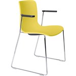 DAL ACTI CHAIR SLED BASE ARMS BLACK ARMPADS AND CHROME FRAME YELLOW POLYPROP SHELL