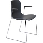 DAL ACTI CHAIR SLED BASE ARMS BLACK ARMPADS AND CHROME FRAME CHARCOAL POLYPROP SHELL