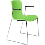 DAL ACTI CHAIR SLED BASE ARMS BLACK ARMPADS AND CHROME FRAME GREEN POLYPROP SHELL
