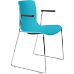 DAL ACTI CHAIR SLED BASE ARMS BLACK ARMPADS AND CHROME FRAME TEAL POLYPROP SHELL