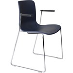 DAL ACTI CHAIR SLED BASE ARMS BLACK ARMPADS AND CHROME FRAME NAVY BLUE POLYPROP SHELL