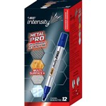 BIC INTENSITY METAL PRO PERMANENT MARKER CHISEL BLUE BOX 12