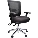 BURO METRO II 247 TASK CHAIR MEDIUM MESH BACK 3LEVER POLISHED ALUMINIUM BASE ARMS BLACK