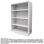 STEELCO OPEN BOOKCASE 3 SHELF 1320 X 900 X 400MM SILVER GREY