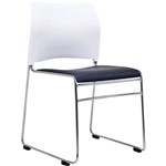 BURO MAXIM VISITOR CHAIR SLED BASE CHROME FRAME VINYL WHITE BACK BLACK SEAT