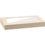 BIOPAK BIOBOARD CATERING TRAY WINDOW LID EXTRA SMALL BROWN PACK 100
