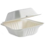 BIOPAK BIOCANE CLAMSHELL 150 X 150 X 80MM WHITE PACK 125