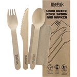 BIOPAK CUTLERY SET WOODEN 160MM PACK 400