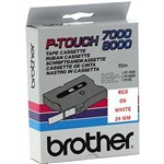 BROTHER TX252 LAMINATED LABELLING TAPE 24MM RED ON WHITE
