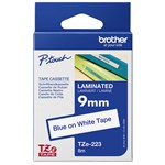 BROTHER TZE223 LAMINATED LABELLING TAPE 9MM BLUE ON WHITE
