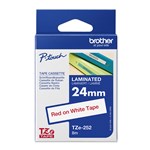 BROTHER TZE252 LAMINATED LABELLING TAPE 24MM RED ON WHITE