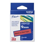 BROTHER TZE421 LAMINATED LABELLING TAPE 9MM BLACK ON RED