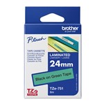 BROTHER TZE751 LAMINATED LABELLING TAPE 24MM BLACK ON GREEN