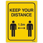 DURUS WALL SIGN SOCIAL DISTANCE RECTANGLE 225 X 300MM BLACKYELLOW