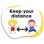 DURUS SCHOOL OUTDOOR FLOOR SIGN ADHESIVE MEMORY JOGGER KEEP YOUR DISTANCE 250 X 200MM WHITE
