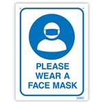 DURUS WALL SIGN PLEASE WEAR A FACE MASK RECTANGLE 225 X 300MM BLUEWHITE