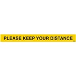 DURUS HARD FLOOR STRIPS KEEP YOUR DISTANCE 50 X 500MM YELLOW PACK 5