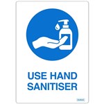 DURUS SELF ADHESIVE DECAL USE HAND SANITISER 105 X 148MM BLUEWHITE PACK 2