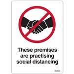 DURUS SELF ADHESIVE DECAL THESE PREMISES ARE PRACTISING SOCIAL DISTANCE 105 X 148MM BLACKRED PACK 2