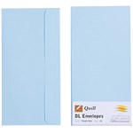 QUILL DL COLOURED ENVELOPES PLAINFACE STRIP SEAL 80GSM 110 X 220MM POWDER BLUE PACK 25