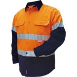 PRIME MOVER MF101 COTTON DRILL SHIRT FLAME RETARDANT WITH REFLECTIVE TAPE 2TONE