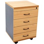 RAPID WORKER MOBILE PEDESTAL 4 DRAWER 690 X 465 X 447MM BEECHIRONSTONE