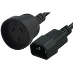 COMSOL POWER CABLE IECC14 MALE TO 3PIN AUS FEMALE 15M BLACK
