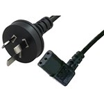COMSOL MAINS OUTLET POWER CABLE 3PIN AUS MALE TO RIGHT ANGLE IECC13 FEMALE 2M BLACK
