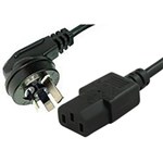 COMSOL MAINS OUTLET POWER CABLE RIGHT ANGLE 3PIN AUS MALE TO IECC13 FEMALE 2M BLACK