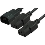 COMSOL MAINS OUTLET POWER SPLITTER CABLE 1 X IECC14 MALE TO 2 X IECC13 FEMALE 2M BLACK