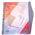 COLBY BINDER WALLET HOOK AND LOOP CLOSURE 50 SHEET CAPACITY A4 CLEAR