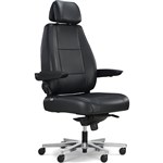 CONTROLMASTER HEAVY DUTY CHAIR ADJUSTABLE ARMS AND HEADREST BLACK LEATHER