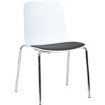 CENCE 4LEG CHAIR CHROME FRAME POLYPROP SHELL AND SEAT PAD WHITENERO