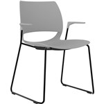 DELTA SLED BASE CHAIR WITH ARMS BLACK POWDERCOAT FRAME LIGHT GREY POLYPROP SHELL