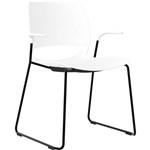 DELTA SLED BASE CHAIR WITH ARMS BLACK POWDERCOAT FRAME POLYPROP SHELL WHITE
