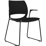 DELTA SLED BASE CHAIR WITH ARMS BLACK POWDERCOAT FRAME POLYPROP SHELL BLACK