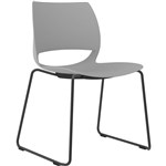 DELTA SLED BASE CHAIR BLACK POWDERCOAT FRAME LIGHT GREY POLYPROP SHELL
