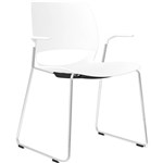 DELTA SLED BASE CHAIR WITH ARMS CHROME FRAME POLYPROP SHELL WHITE
