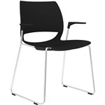 DELTA SLED BASE CHAIR WITH ARMS CHROME FRAME POLYPROP SHELL BLACK