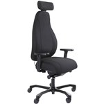 SERATI HIGH BACK CHAIR PROCONTROL SYNCHRO 2D HEADREST ADJUSTABLE ARMREST BLACK ALUMINIUM BASE FOOTPLATES GABRIEL BLACK FABRIC