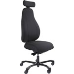 SERATI HIGH BACK CHAIR BODYWEIGHT SYNCHRO 2D HEADREST BLACK ALUMINIUM BASE FOOTPLATES GABRIEL FIGHTER BLACK FABRIC