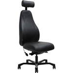 SERATI HIGH BACK CHAIR BODYWEIGHT SYNCHRO 2D HEADREST BLACK ALUMINIUM BASE FOOTPLATES NEO BLACK LEATHER